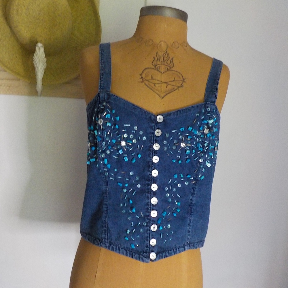 ITALIAN DENIM CROP TOP